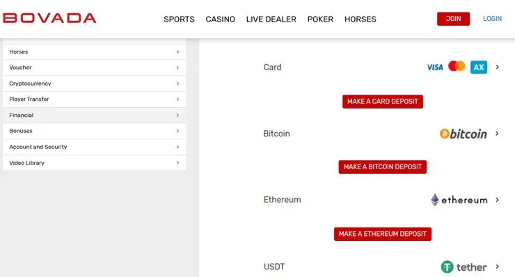 bovada deposit page