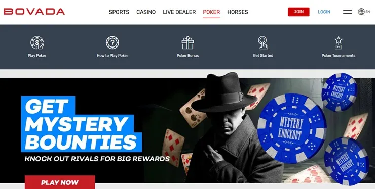 bovada screenshote of poker section at this offshore casino