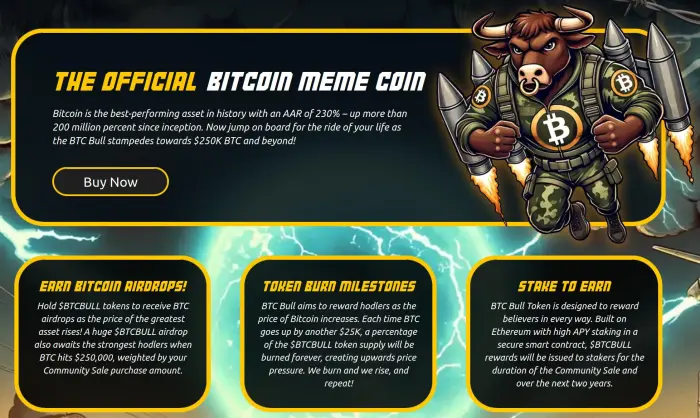 BTC Bull Token airdrop and staking rewards