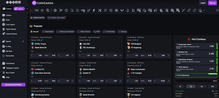 coincasino sports betting market