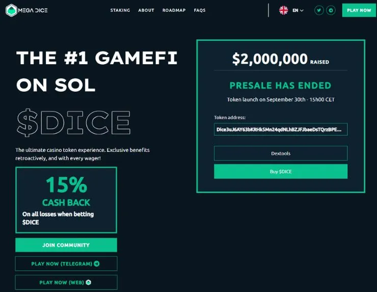 mega dice token and rewards