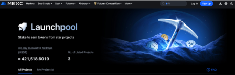 MEXC’s Launchpool webpage