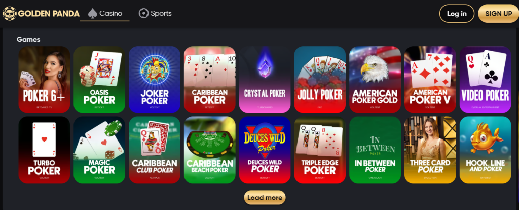 Online poker na Golden Panda