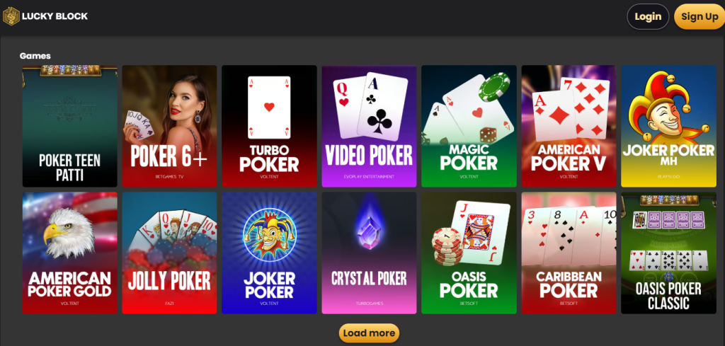 Online poker na Lucky Block