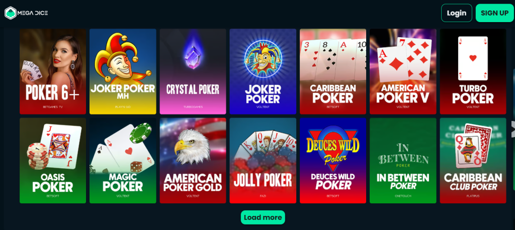 Online poker na Mega Dice