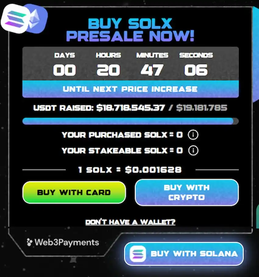Koop nu $SOLX tijdens Solaxy presale