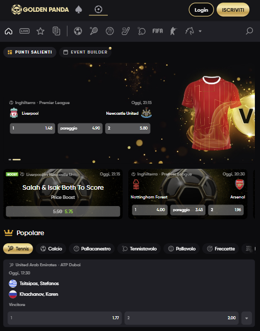 Scommesse Crypto - Golden Panda