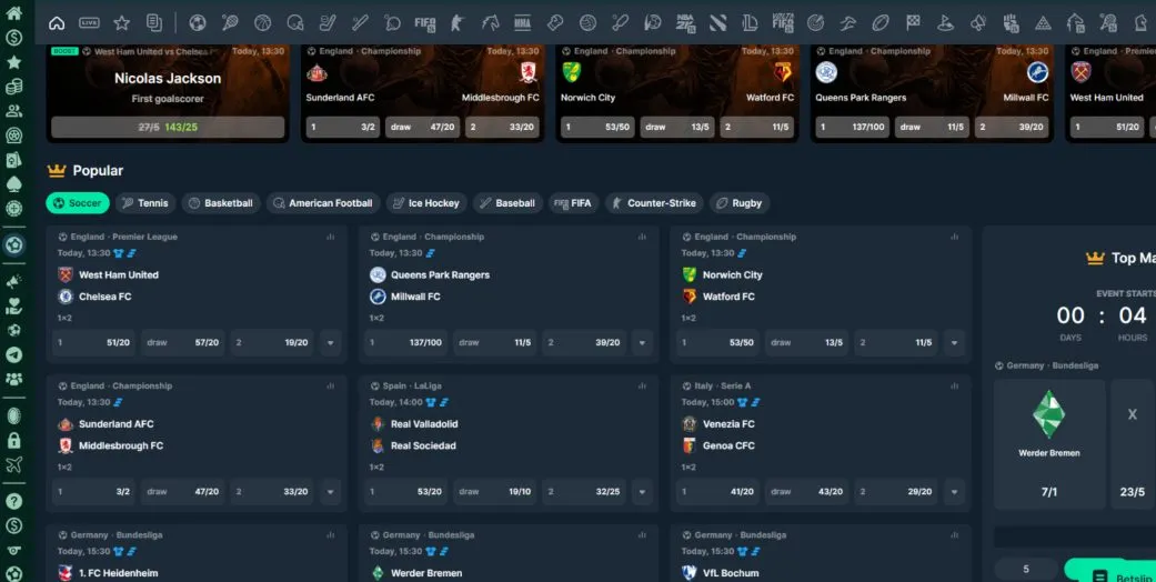 sports betting markets 