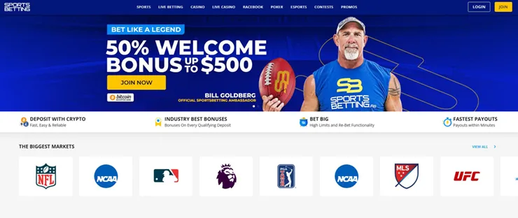 sportsbetting ag welcome bonus and sports bettting markets