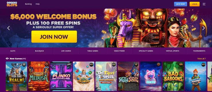 SuperSlots homepage