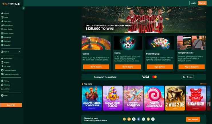 tg casino games welcome bonus on homepage
