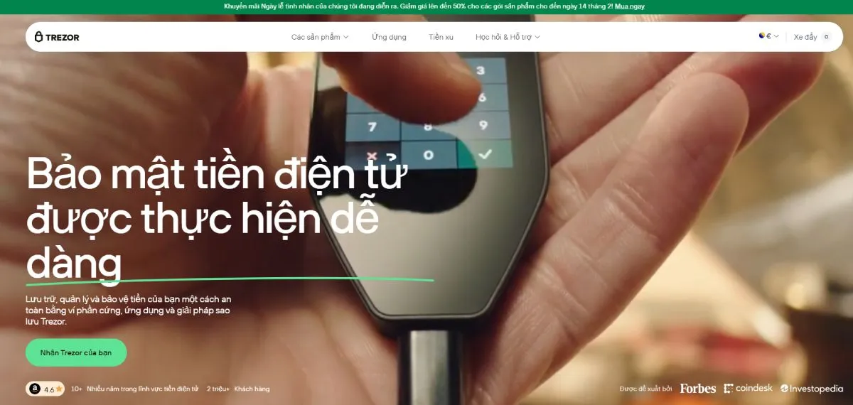Ví Bitcoin và Ethereum trezor wallet