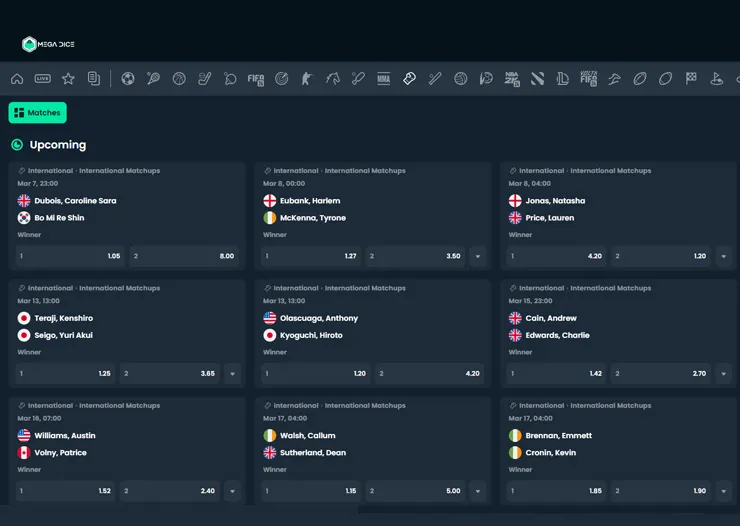 mega dice boxing betting market