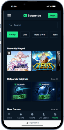 BetPanda Ethereum Casino Homepage