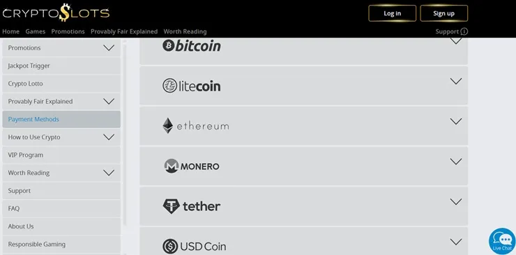 crypto slots deposit methods