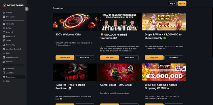 instnat casino bonuses