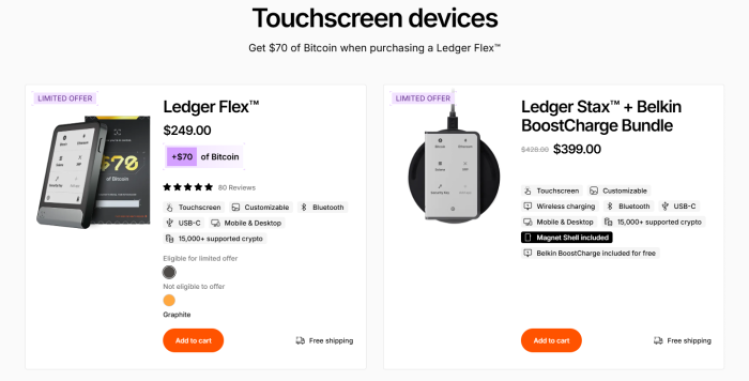 Ledger Touchscreen Wallets
