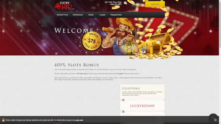 Lucky Red Offshore Casino $75 free chip