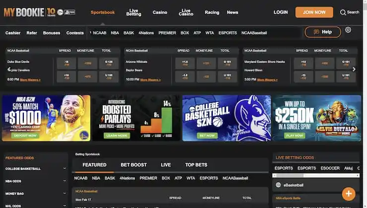MyBookie NBA Betting Lobby