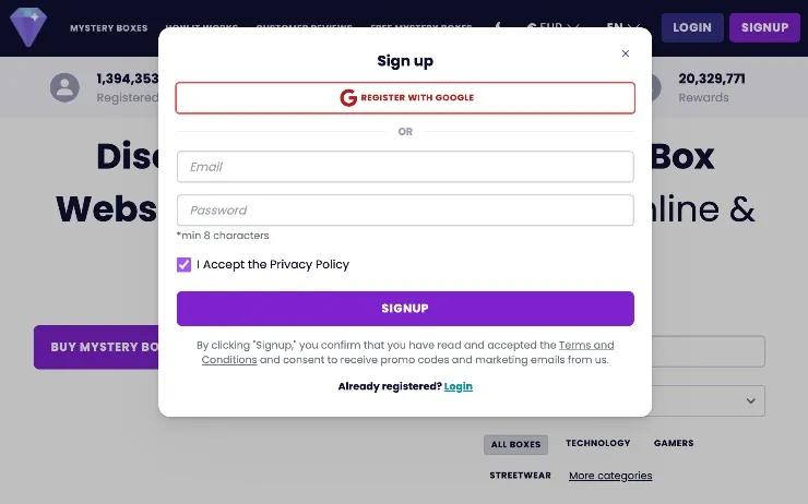 mystery box postup krok 1