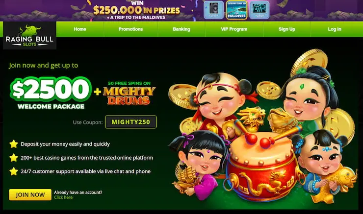 Raging Bull Casino homepage