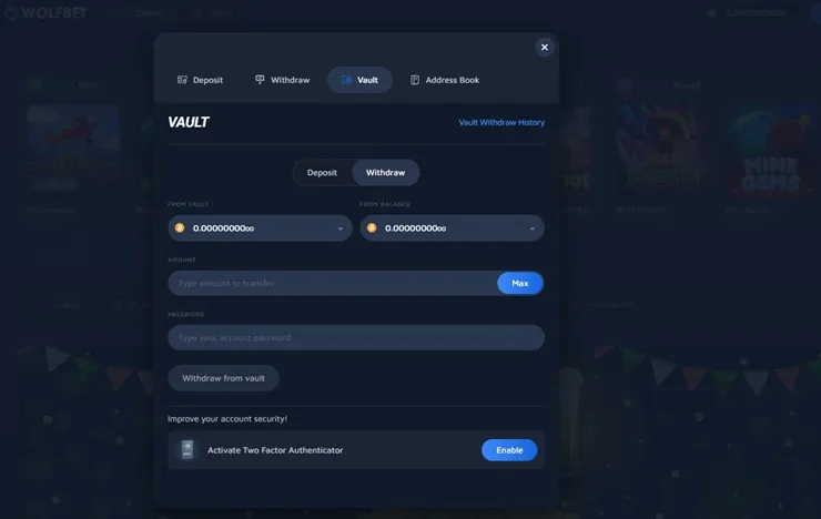 wolfbet withdraw methods