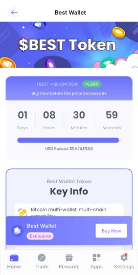 Tela para adicionar fundos e comprar token Best Wallet