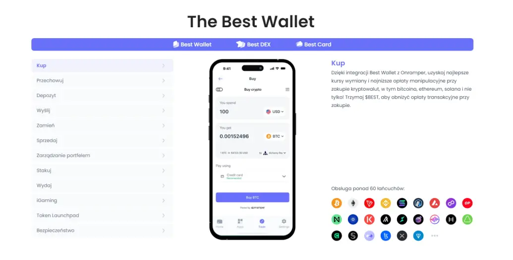 Best Wallet features portfel krypto