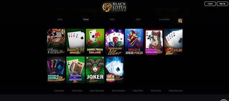 black lotus casino video poker