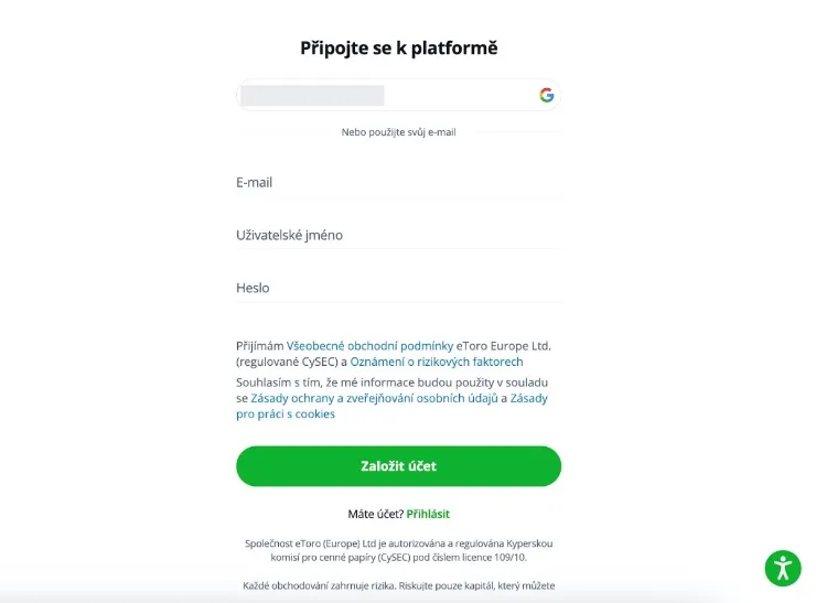 eToro prihlásenie postup 2