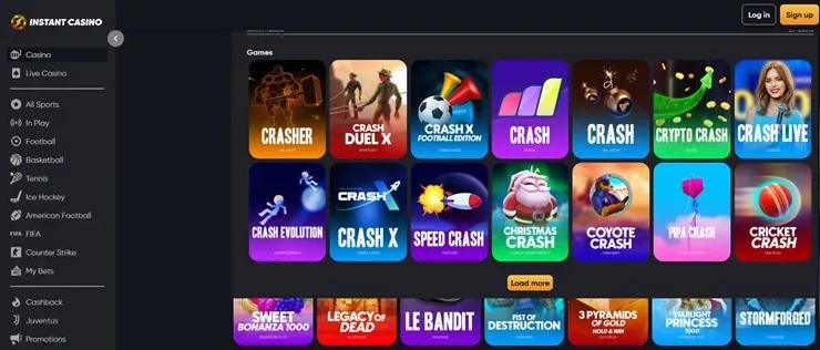 instant casino crash gambling games