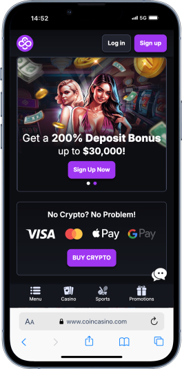 A screenshot of CoinCasino, one of the best online betting sites in Malaysia