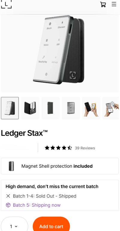 Ledger Stax prémium hardvertárca kriptográfiai célokra