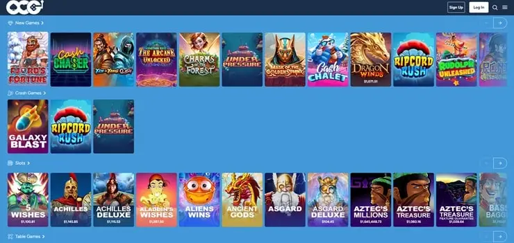 online casino games homepage screenshot of this platform, one of the best online casinos