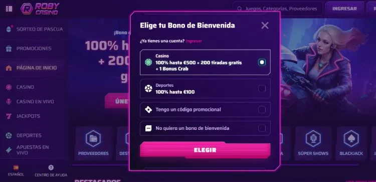 Roby Casino es un casino anónimo en español con un gran bono de bienvenida, pagos en criptomonedas y una excelente selección de juegos.