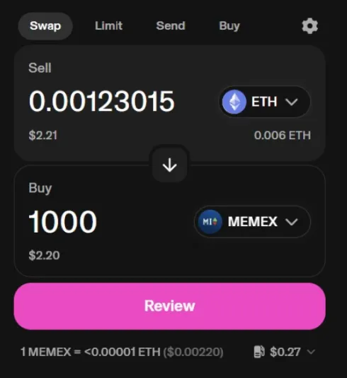 Buy $MEMEX from Uniswap