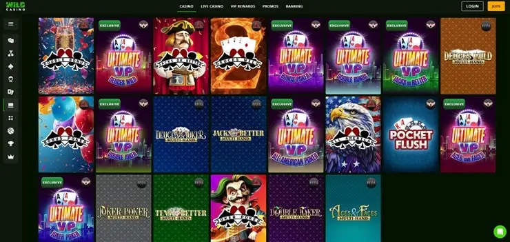 wild casino video poker games
