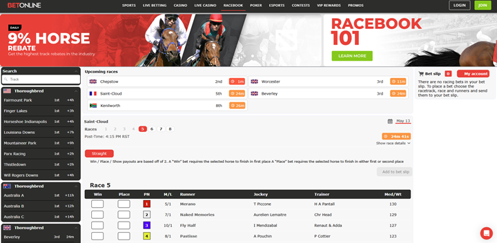 betonline racebook market