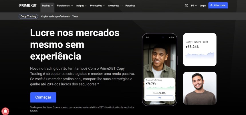 Um dos recursos de alavancagem da PrimeXBT é o copy trading