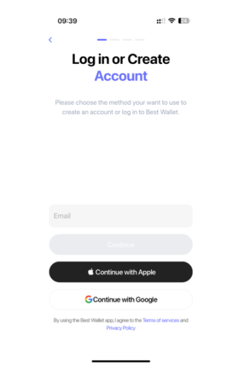 Creating a new wallet in Best Wallet