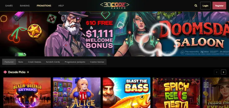Decode Casino Home Page