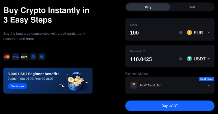 How to quick-buy Tether on MEXC