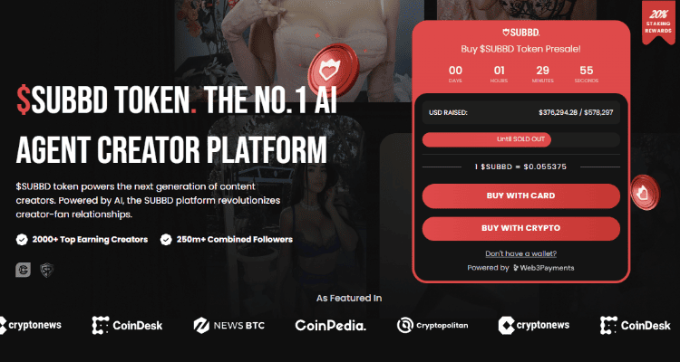 5. SUBBD ($SUBBD) – decentralizuota AI platforma kūrėjams ir vartotojams Web3 eroje