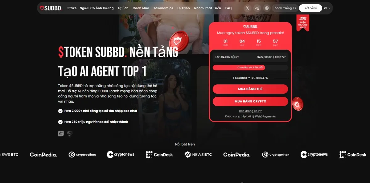 SUBBD Token ($SUBBD) – Kết nối AI, nhà sáng tạo nội dung và người hâm mộ
