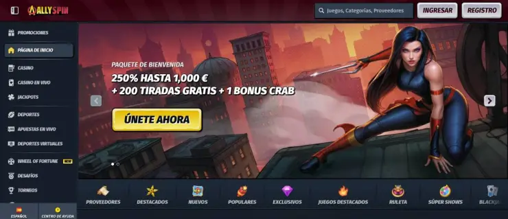 Allyspin es uno de los mejores casinos anónimos de España