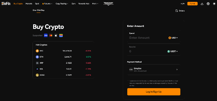 BloFin ako kúpiť kryptomeny