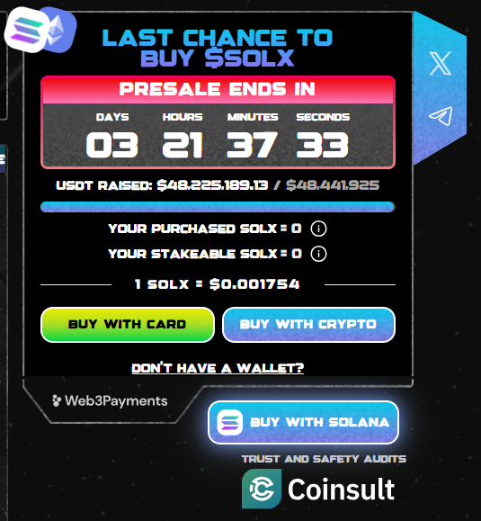 Solaxy Presale Widget Countdown