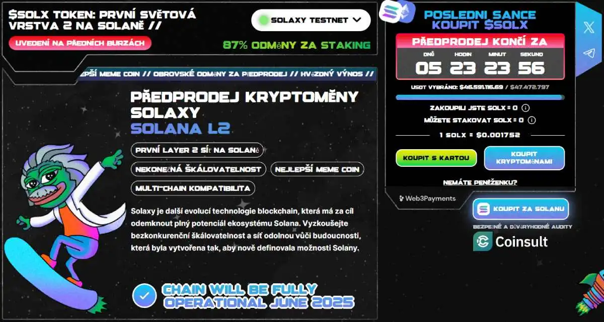 Představení Solaxy ($SOLX) – nový hlavní altcoin