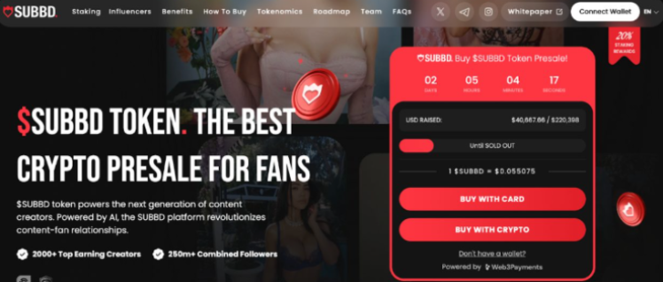 SUBBD Token ($SUBBD) - AI un kriptovalūtas ekosistēma, kas paredzēta $85B radītāju - abonentu sektora atdzīvināšanai