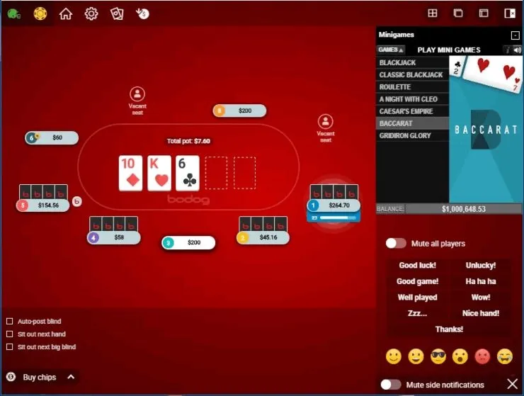 Haz tus apuestas de póker online en Bodog
